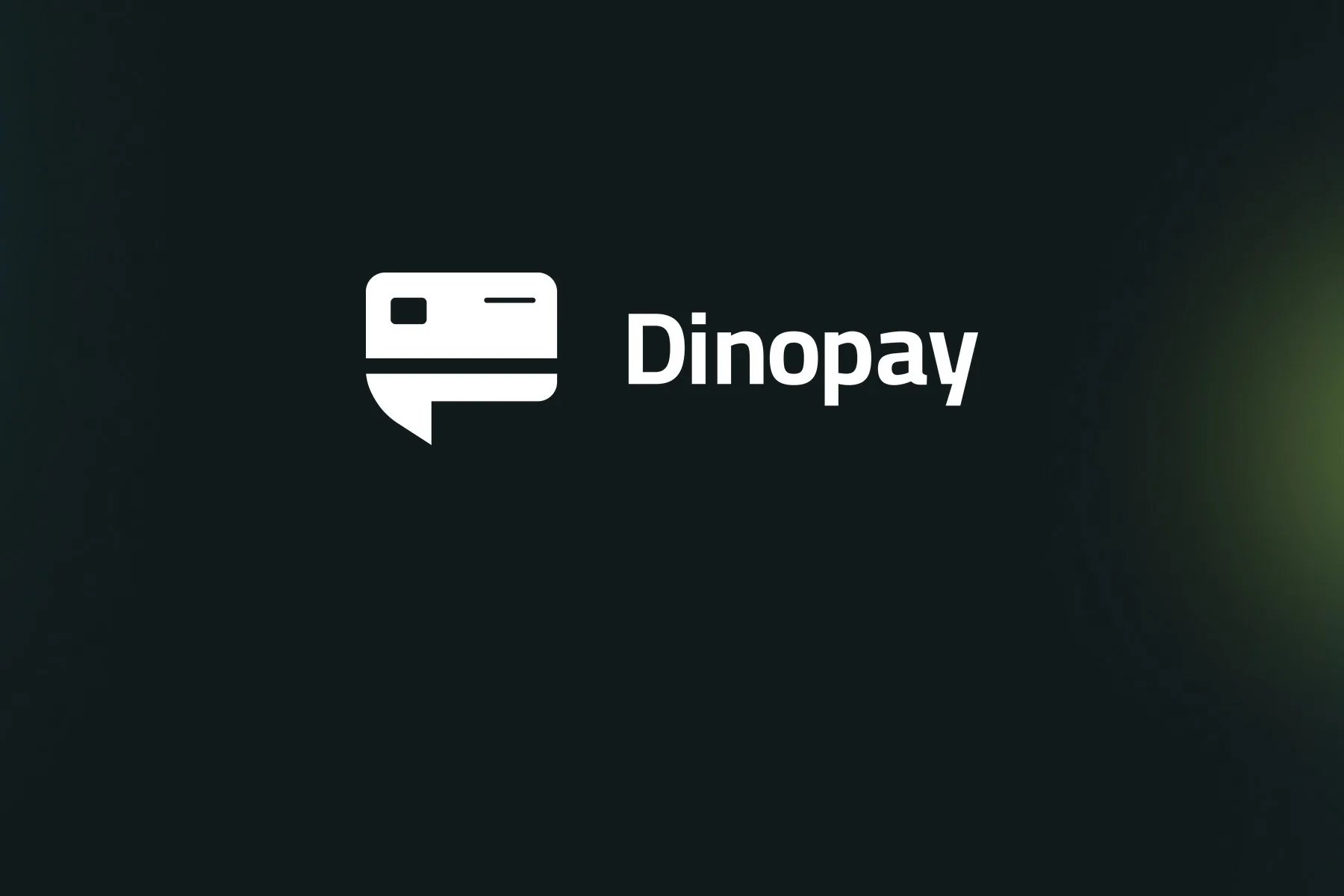 White Dinopay logo on a dark green gradient